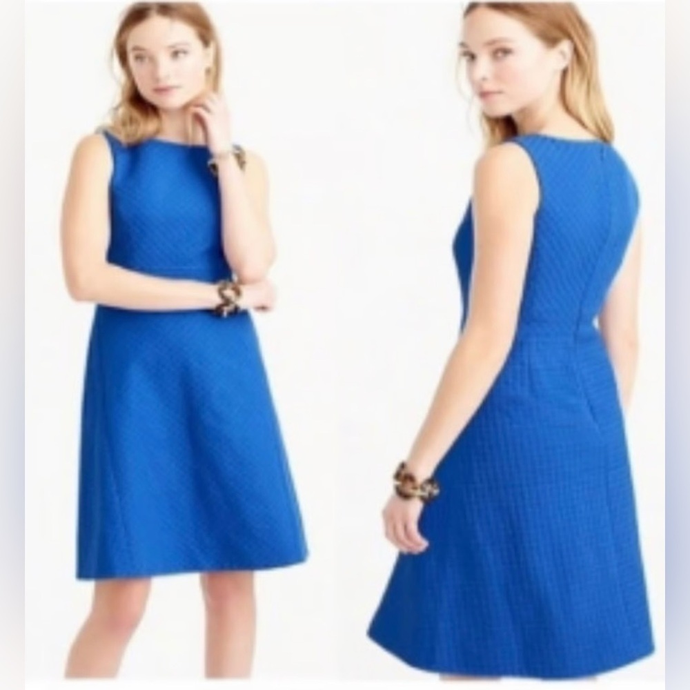 J.Crew Blue Diamond Jacquard A-line Dress Size 2